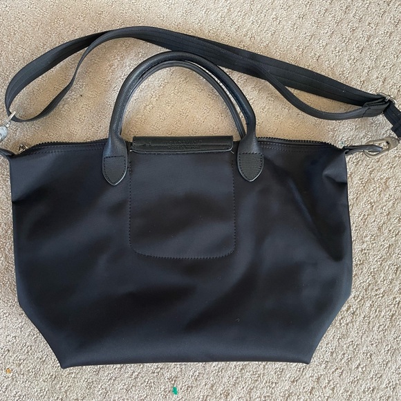 Longchamp Le Pliage Black Nylon Hummingbird tote with cross strap - Picture 2 of 10